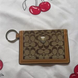 Rare Vintage Coach Card ID Holder Wallet Keychain Brown Coach Wallet